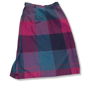 Vintage Purple And Turquoise plaid wool skirt M.g. Concepts in sportswear